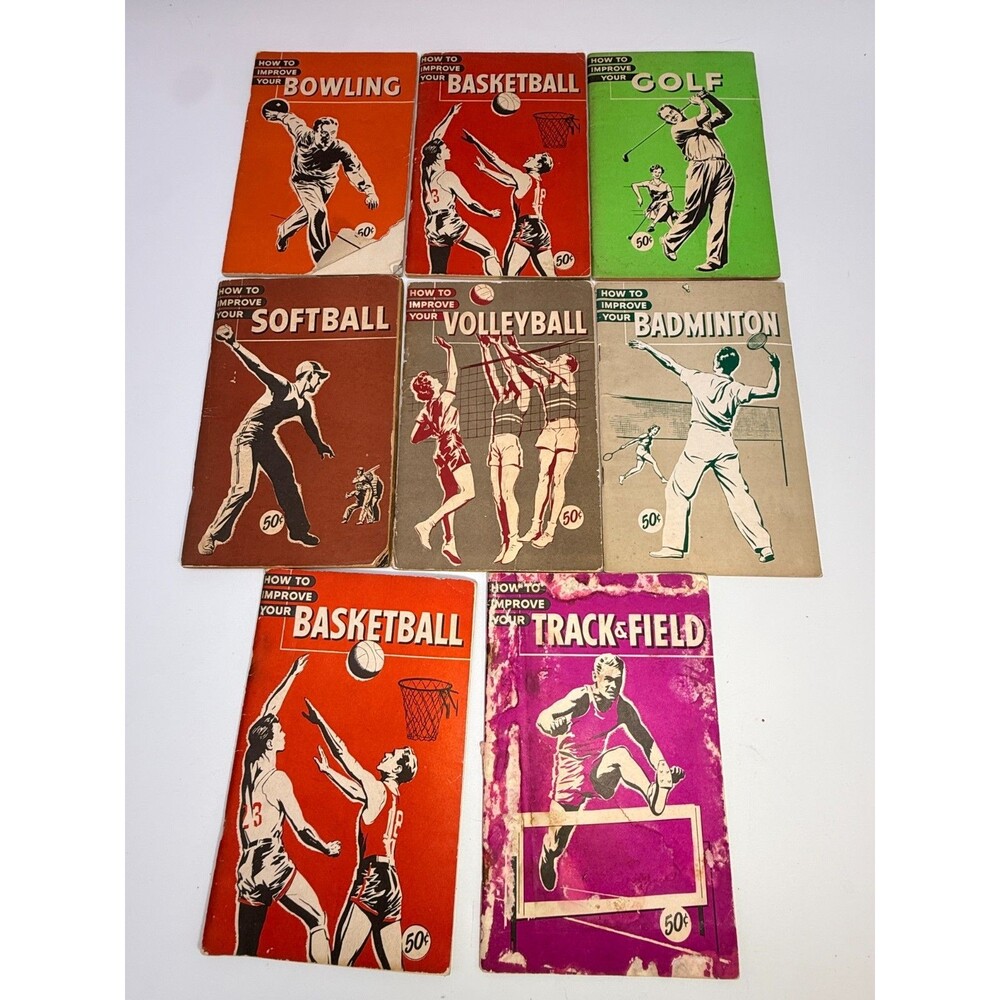 8 Vintage How to Improve Your Sports Booklets Keep Fit Golf Basketball 1950s